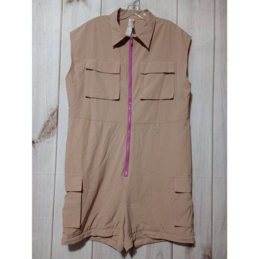 Fabletics Romper Ladies XXL Tan Pink Cargo Pocket